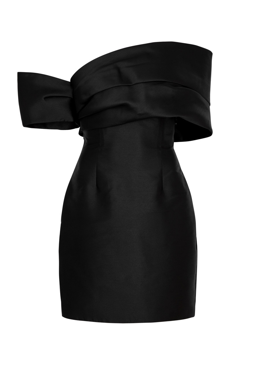 Solace London Edda Satin Mini Dress - Black - M