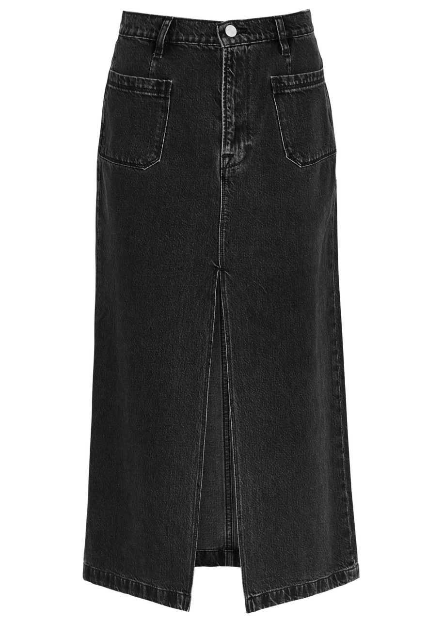 Frame Le Bardot Denim Midi Skirt - Black - W S