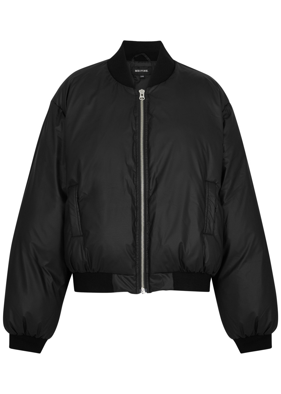 Meotine Sol Faux Leather Bomber Jacket - Black - SM - M