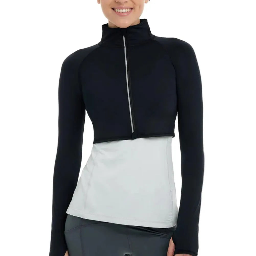 Women's Full Zip Tennis Crop Top
