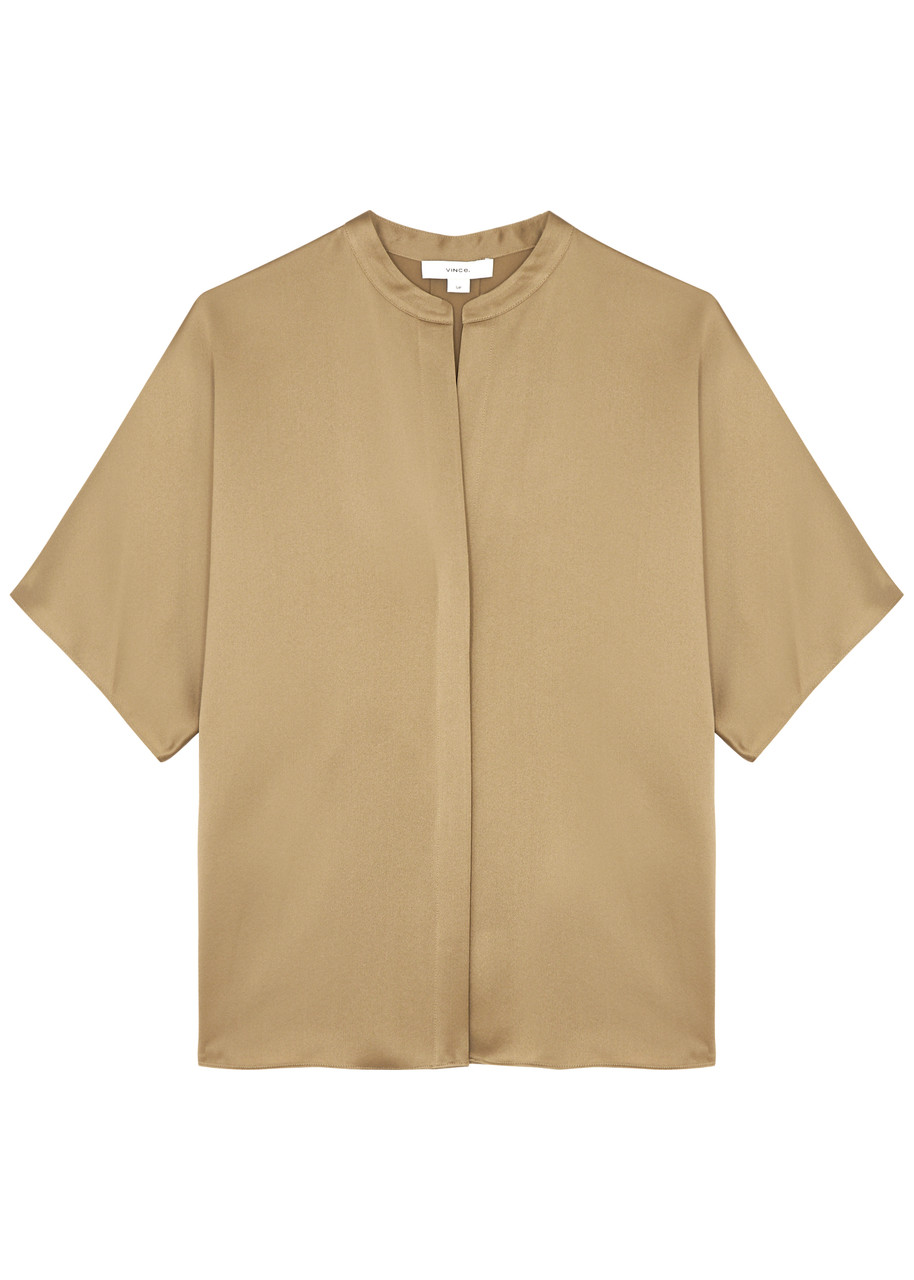 Vince Silk-satin Blouse - Tan - L L