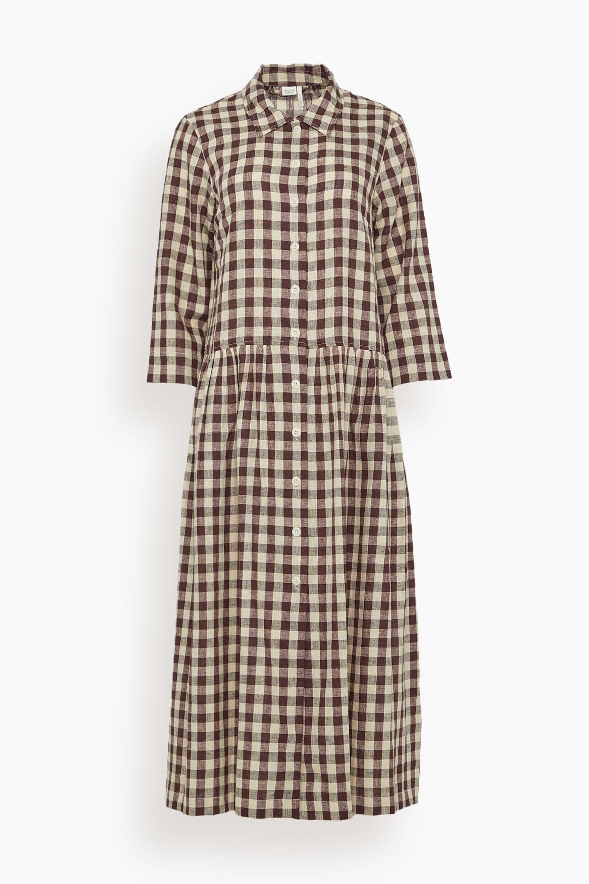 Check Linen Cotton Shirt Dress