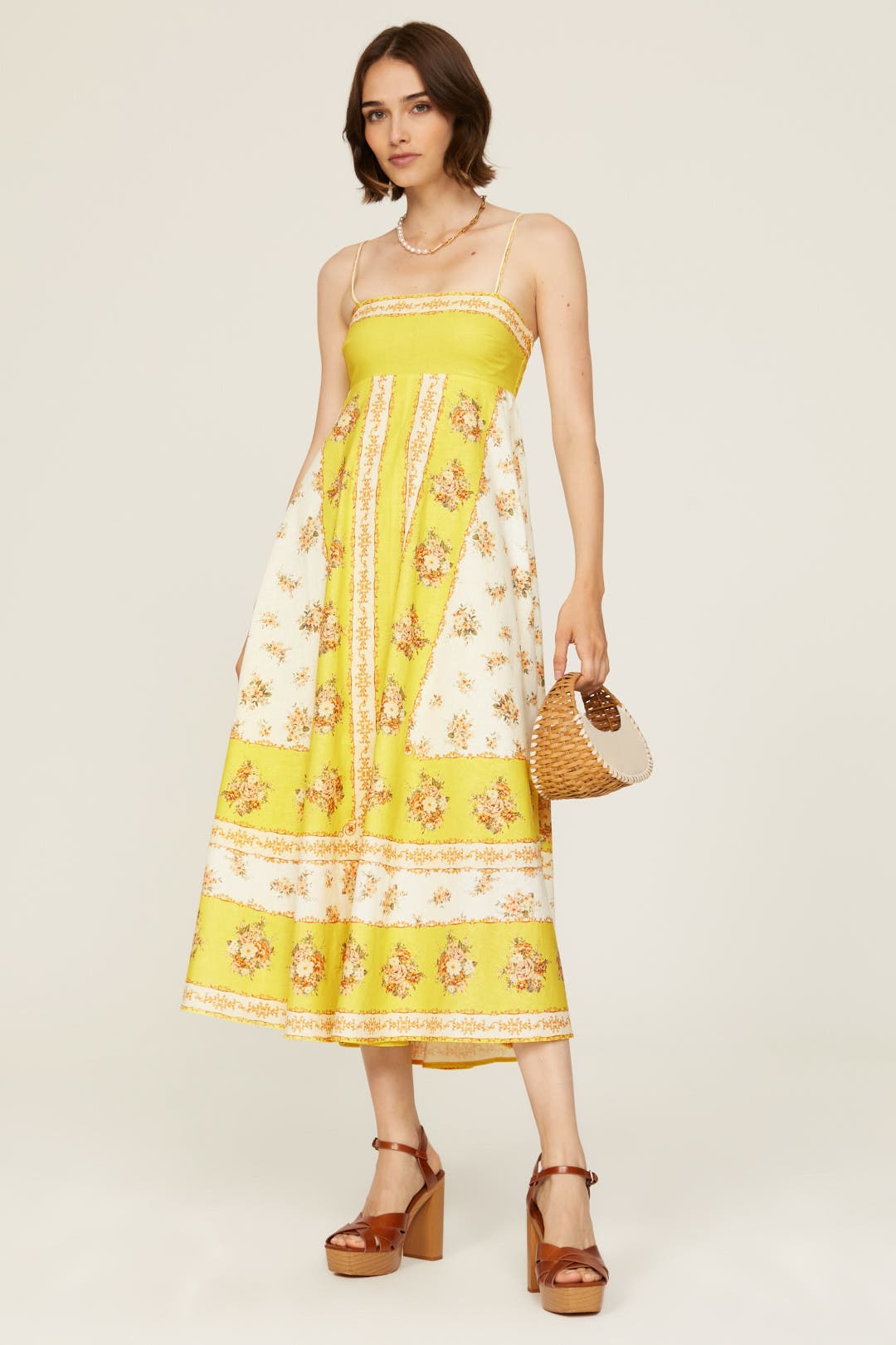 Almais Catalina Midi Dress Yellow-multicolored-print
