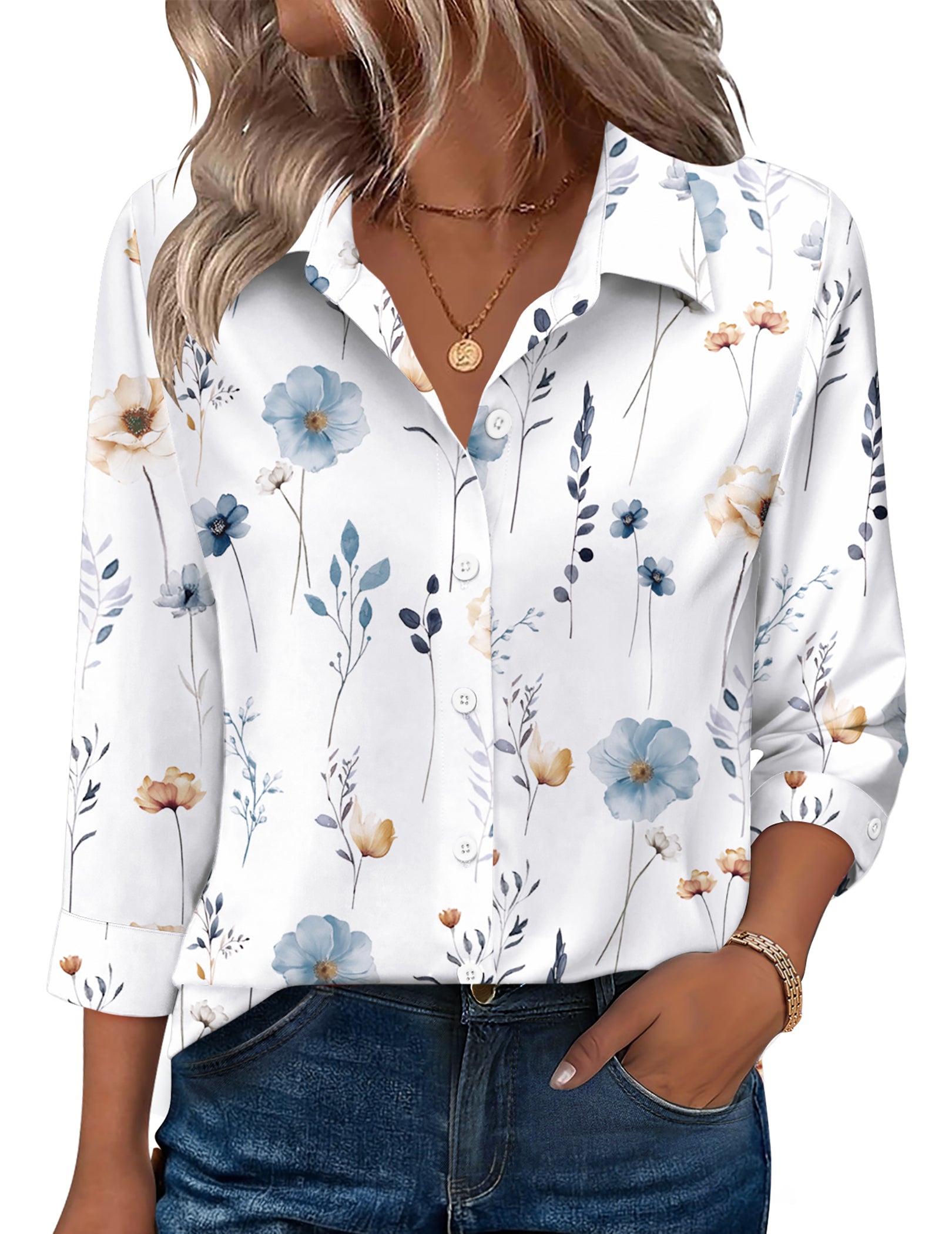 Zeagoo Business Casual Sleeve V Neck Collared Blouse for Women Casual Business Work Office | Under $