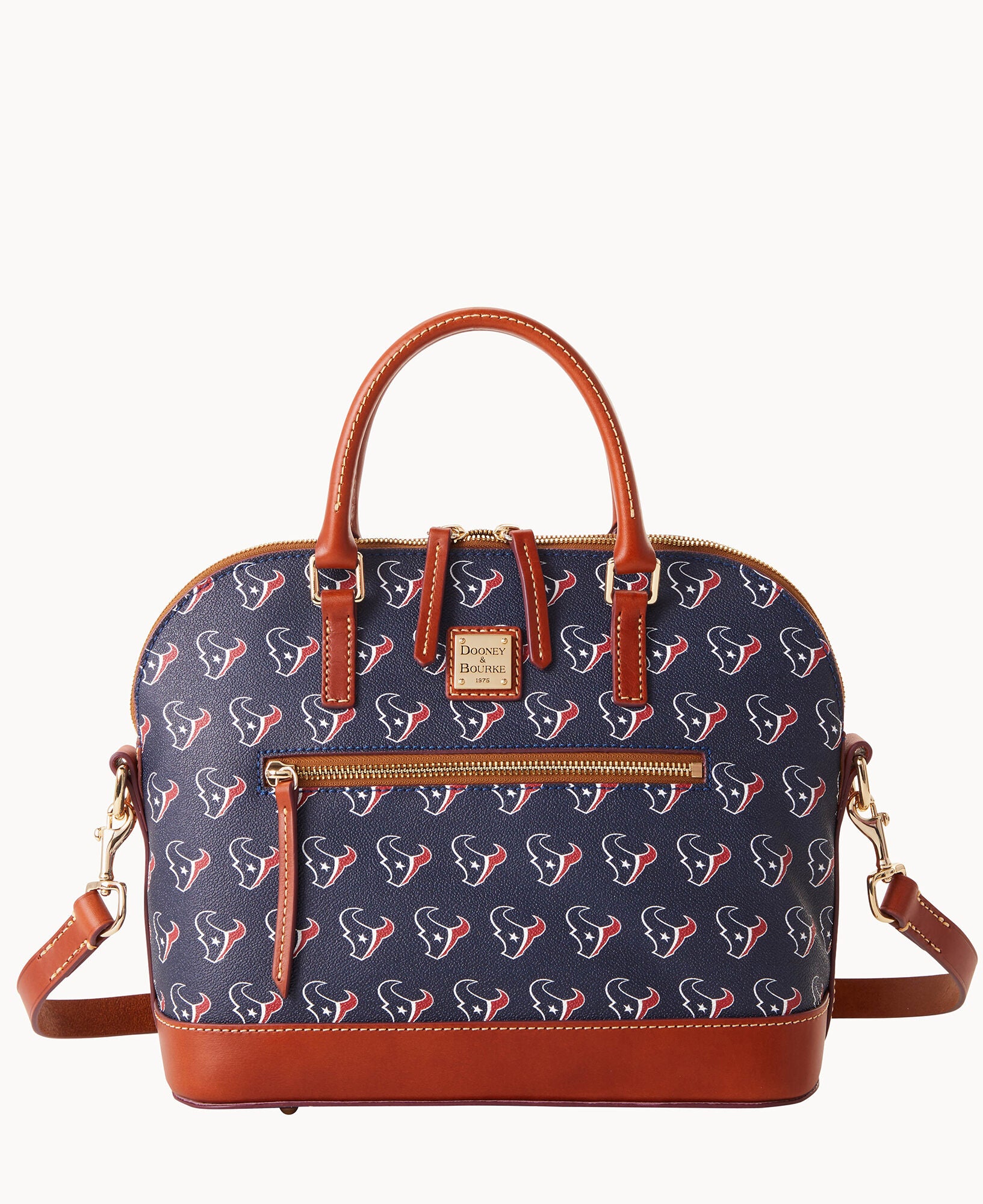 Dooney & Bourke Women's NFL Texans Domed Zip Satchel Bag in Navy