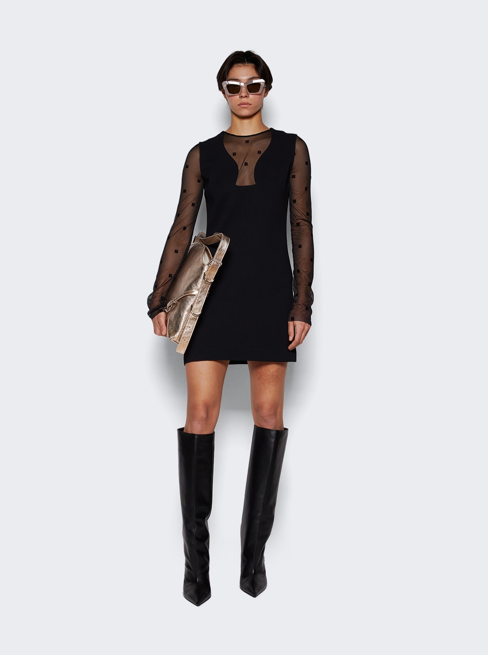 g Sheer Panel Mini Dress