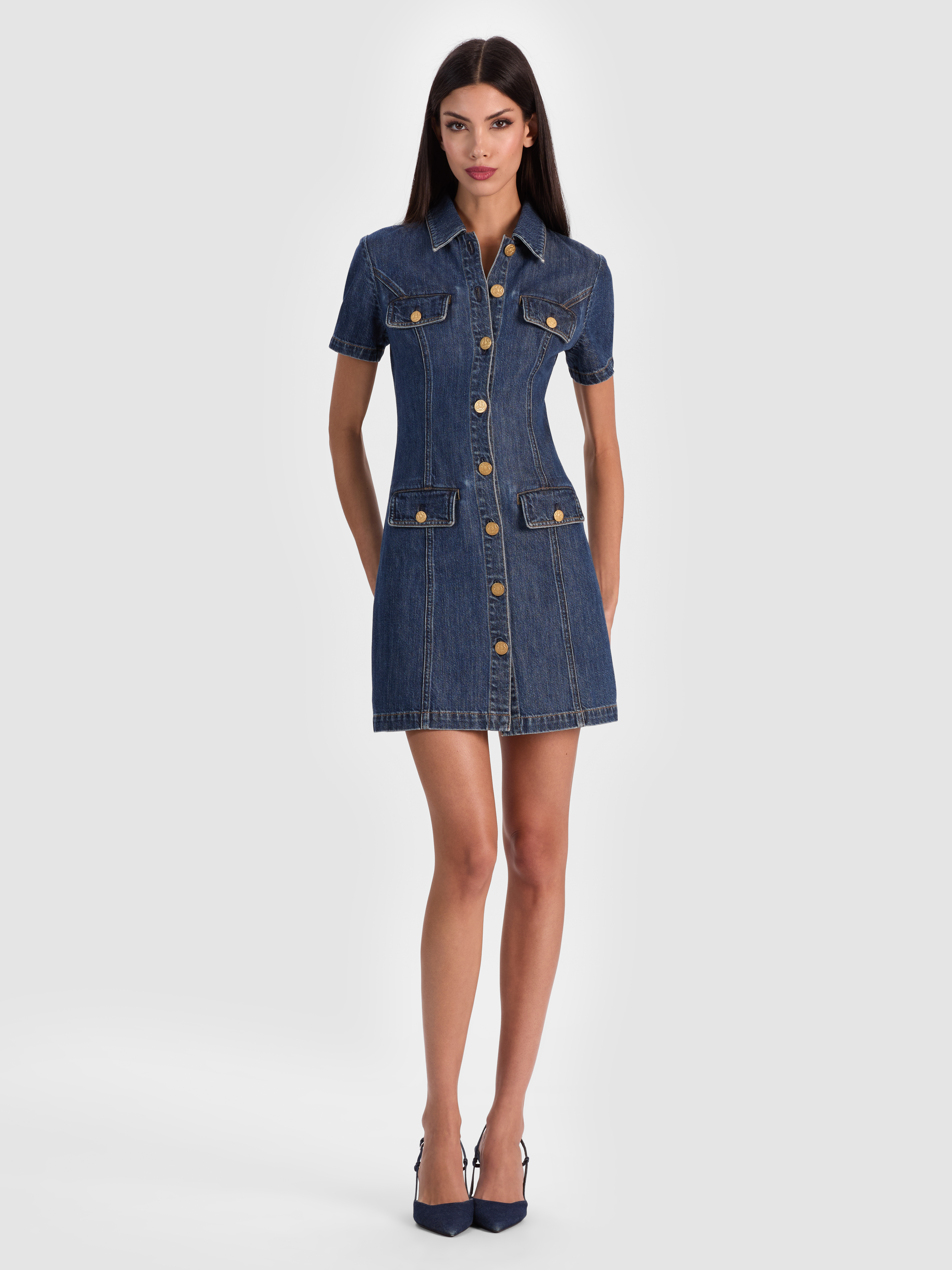 alice + olivia JAMIE DENIM MINI DRESS