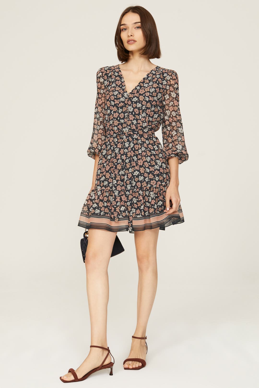 Club Monaco Floral V Neck Dress Multicolored-print