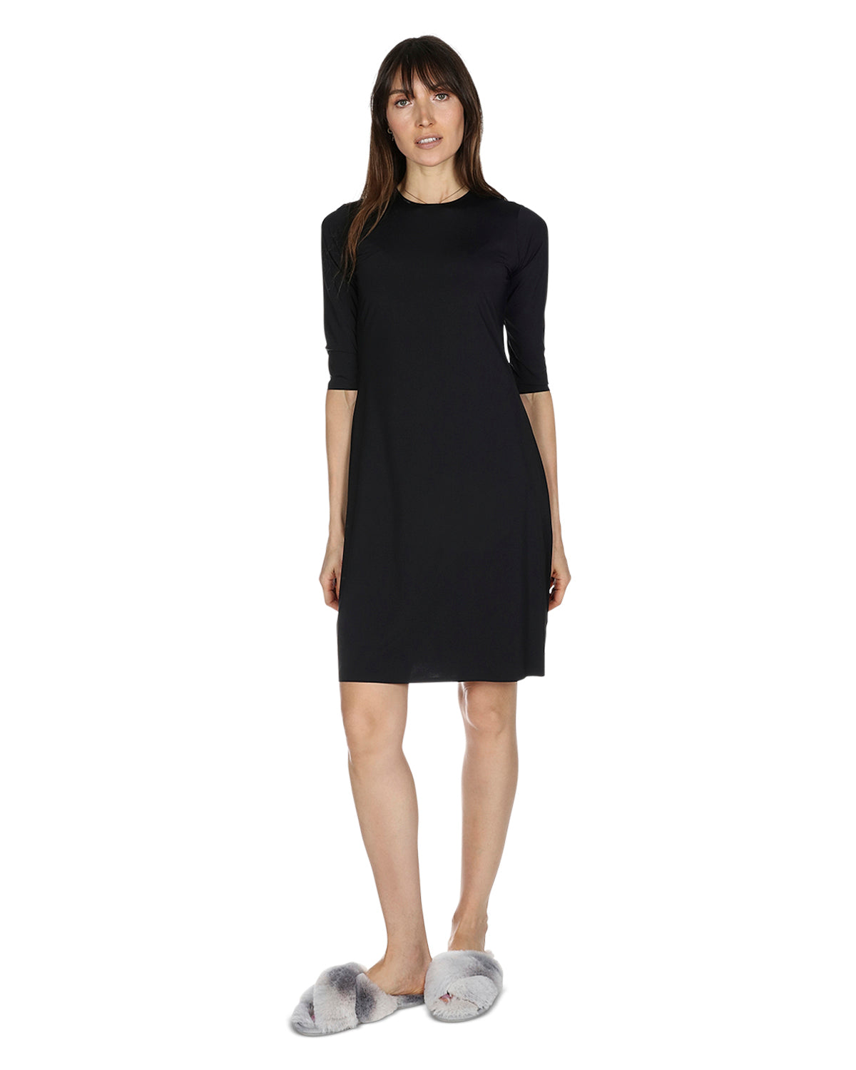Women's Silky-Smooth Bonded -Sleeve " Slip Dress - Black