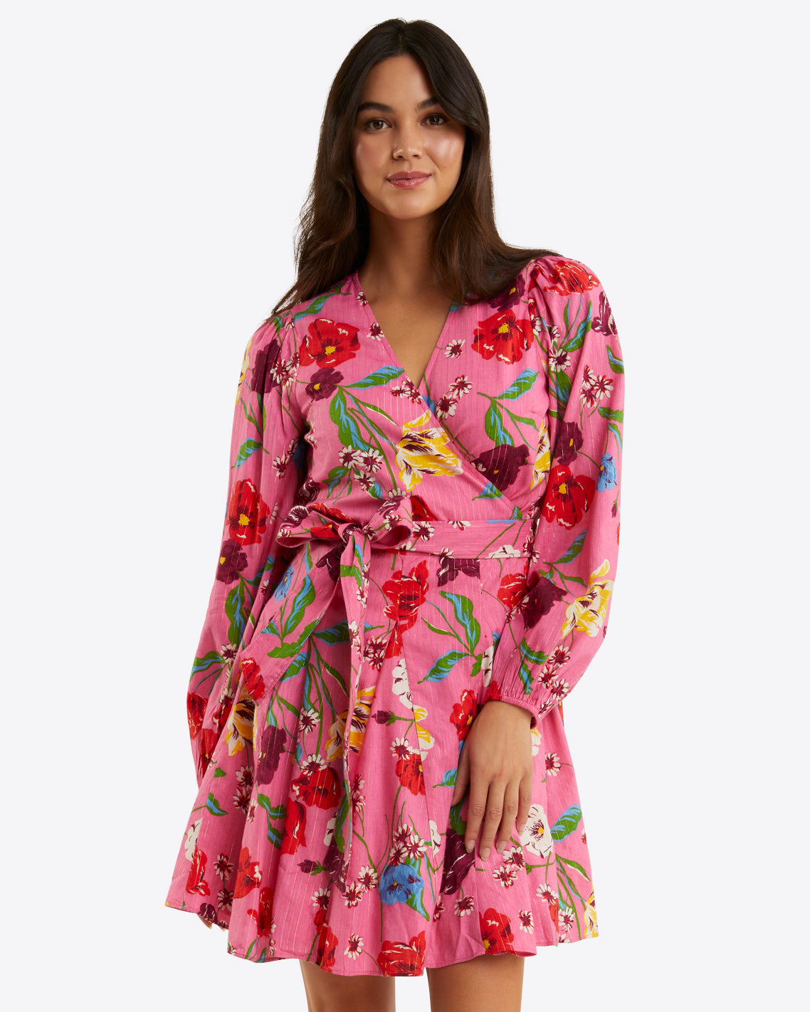 Jordan Long-Sleeve Wrap Dress