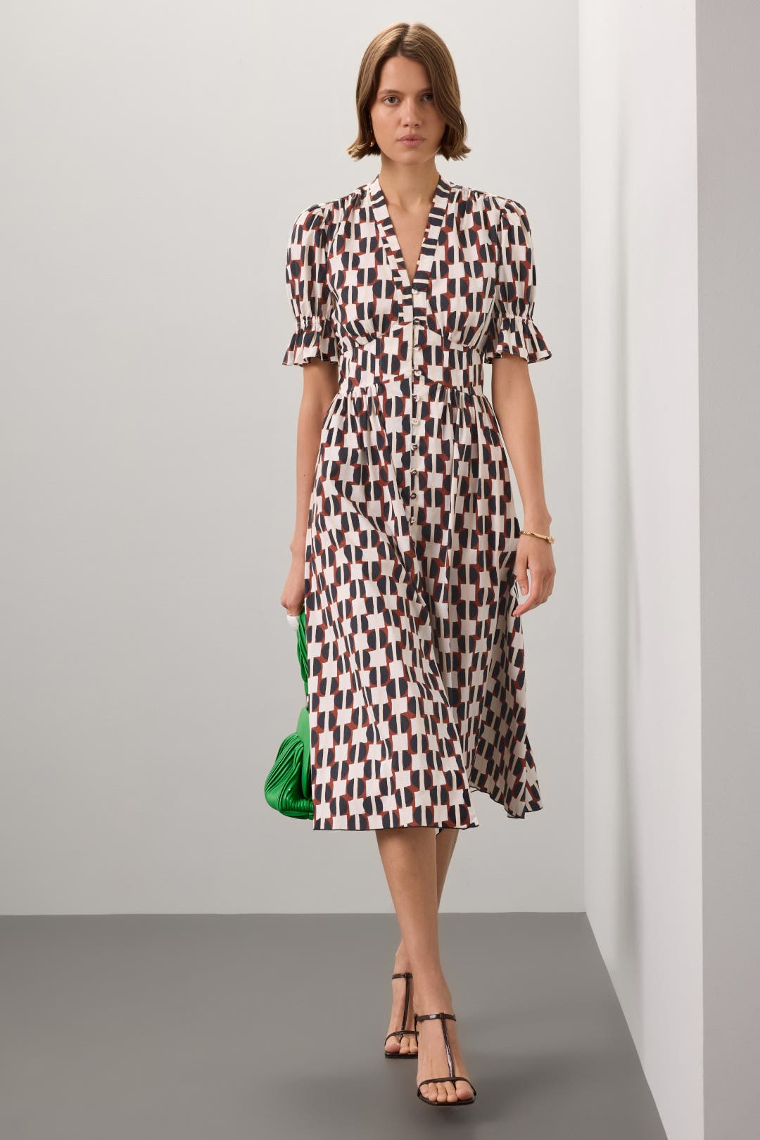 Diane von Furstenberg Erica Brown Dress Brown-white-print
