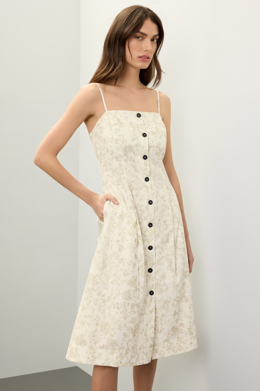 Eudon Choi x RTR Button Up Linen Dress White-grey-print
