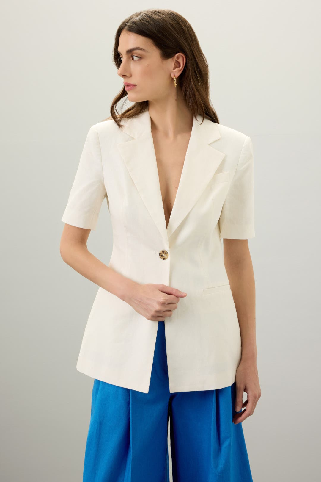 Eudon Choi x RTR Short Sleeve Linen Blazer Cream