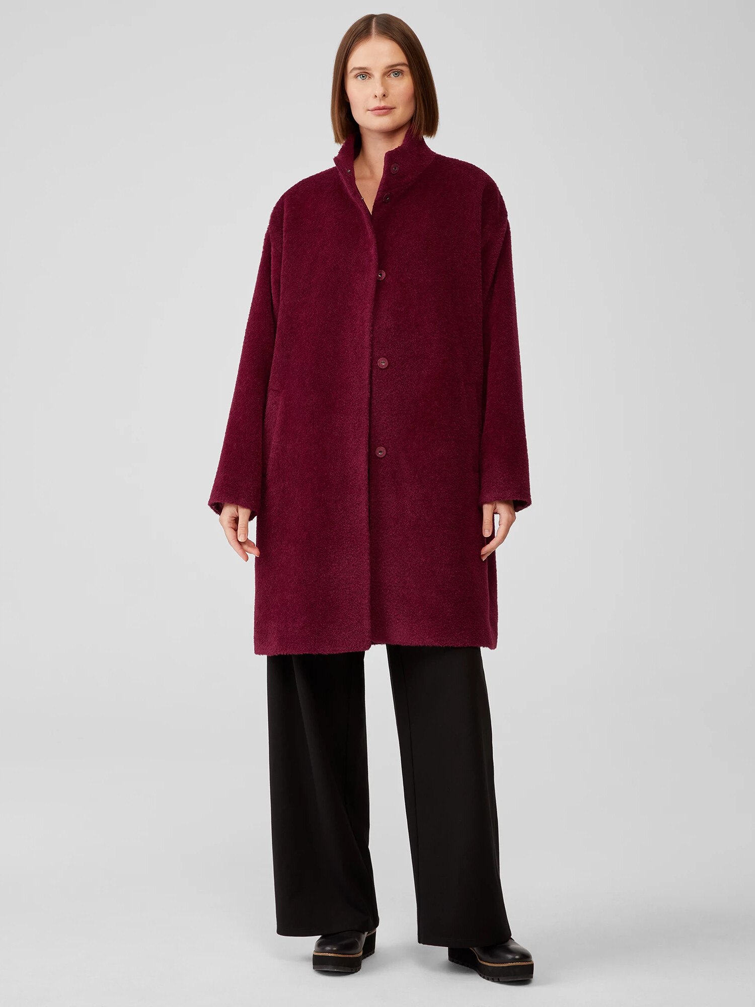 Sheared Suri Alpaca Stand Collar Coat