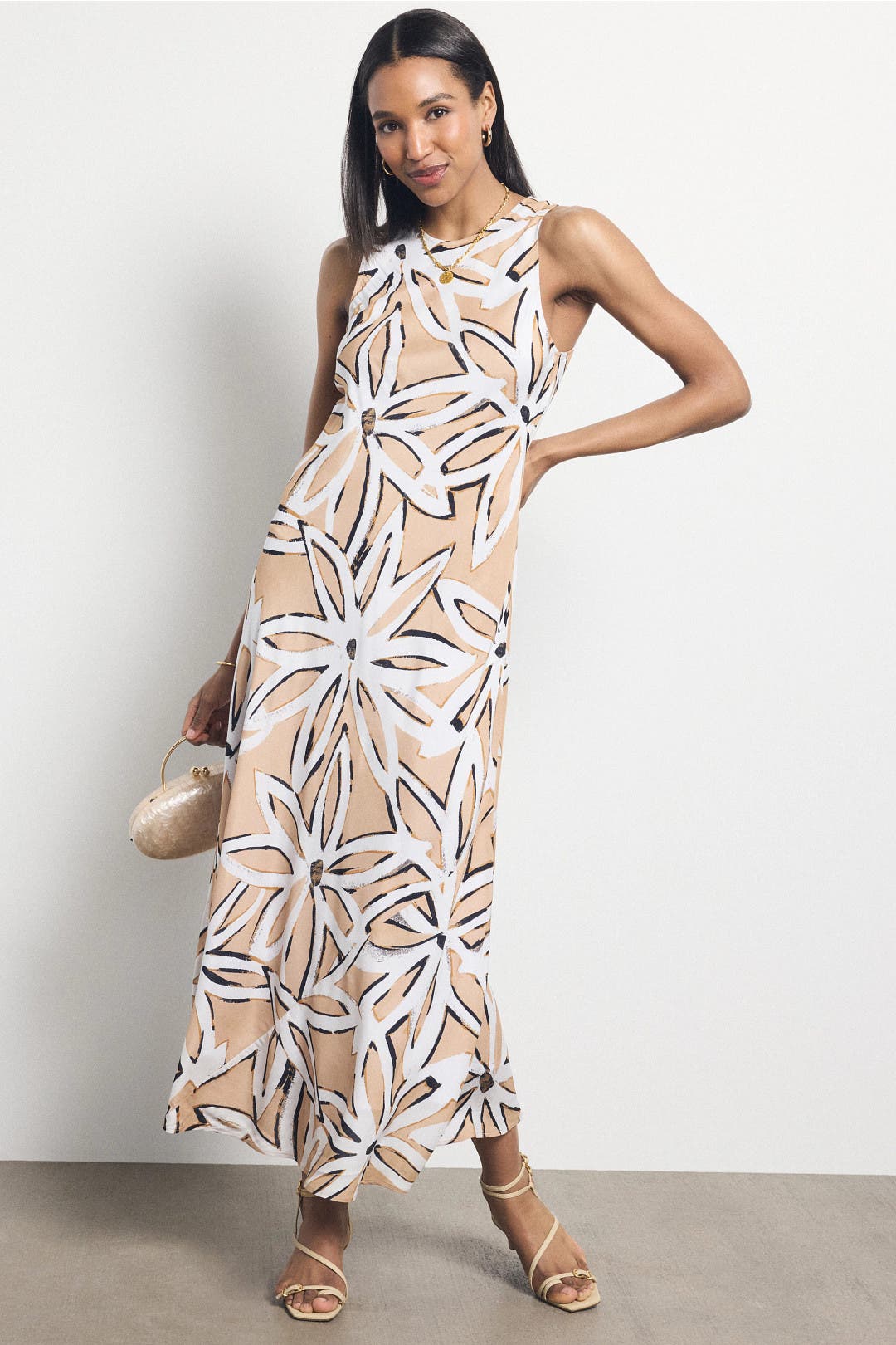 Fifteen Twenty Dani Printed Maxi Dress Brown-white-print