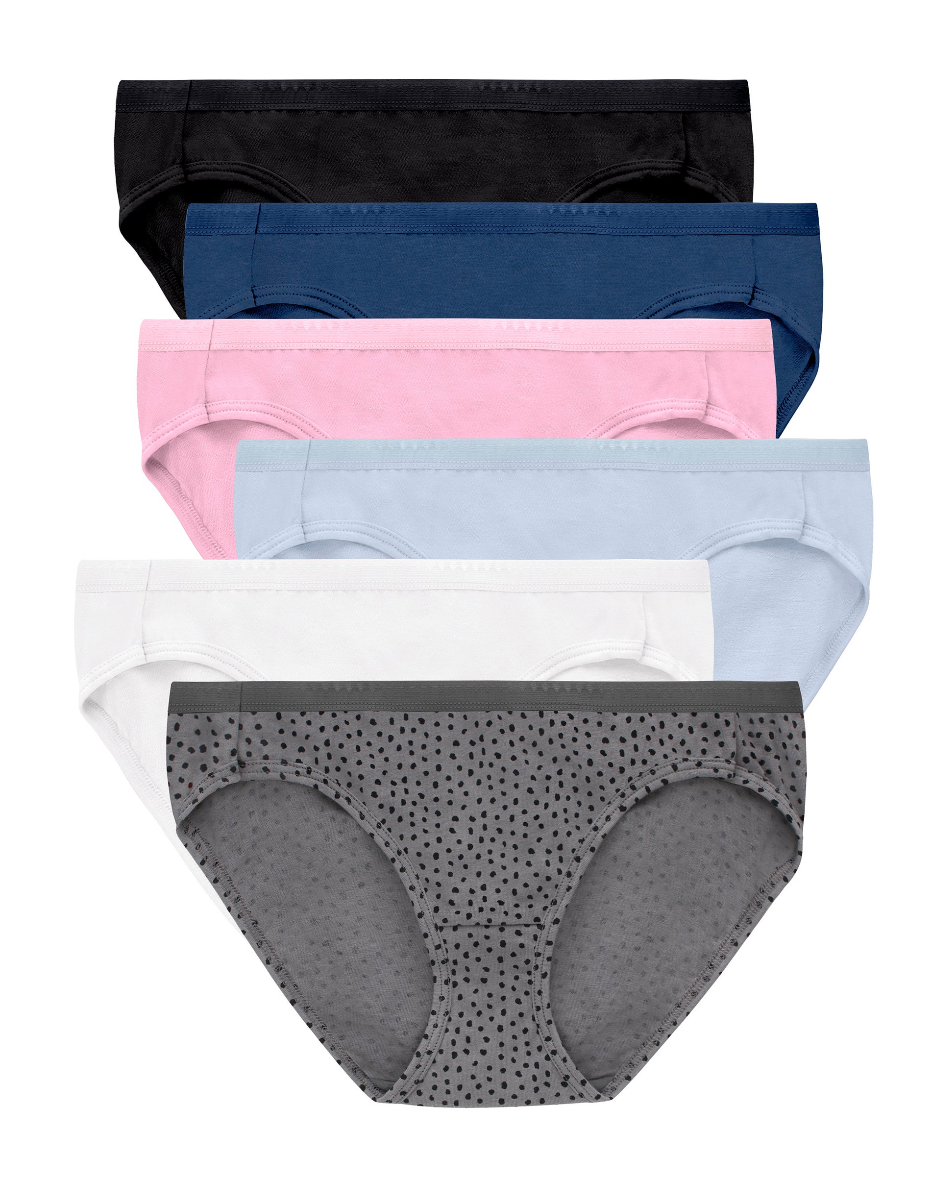 Hanes Ultimate Women's Breathable Cotton Bikini Underwear, -Pack WhiteNavy HPinkBlackLilac HBlackblot