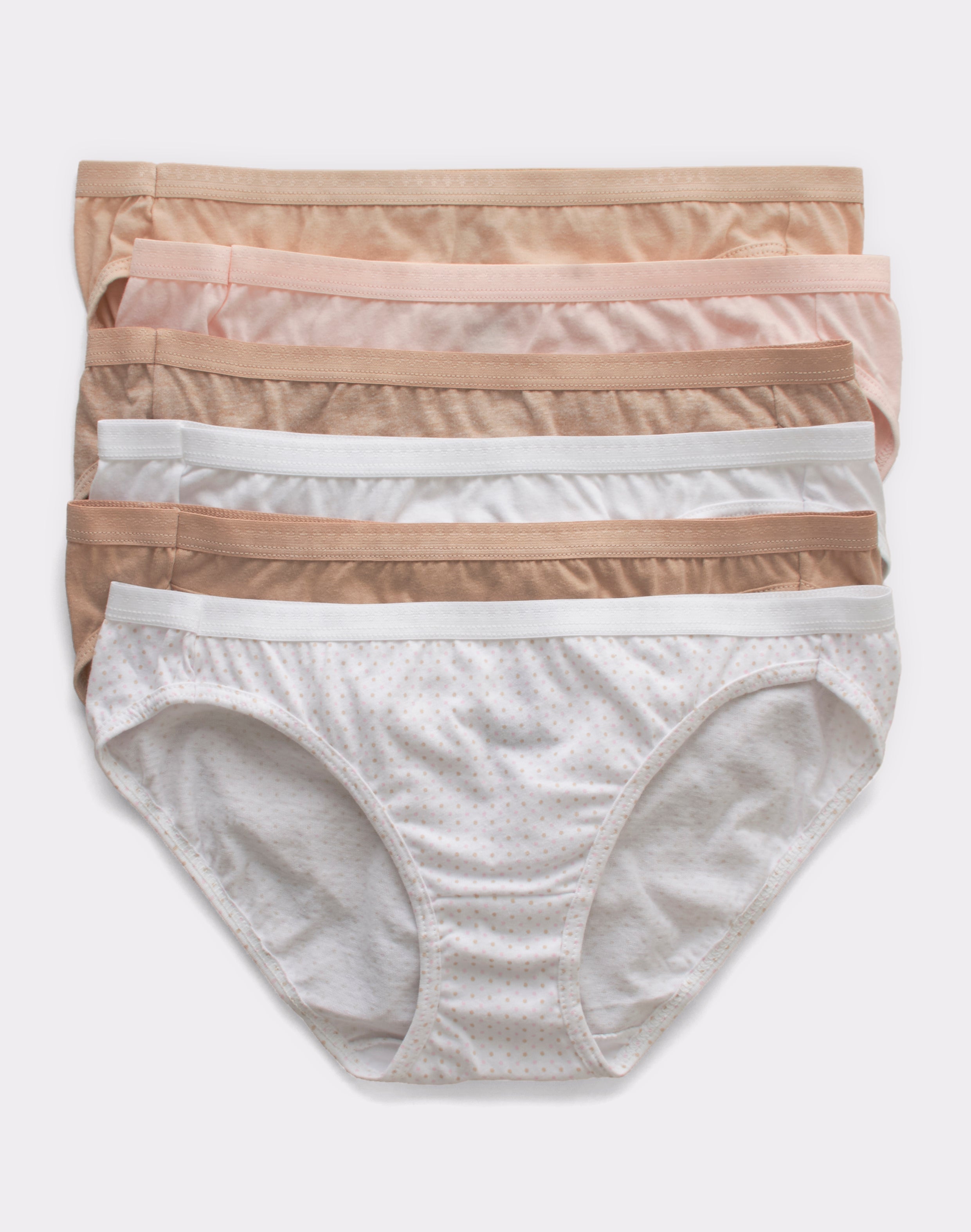 Hanes Ultimate Women's Breathable Cotton Bikini Underwear, -Pack Soft TaupeWhiteNudeLight BuffNude HeatherSugar Flower Sweet Dot