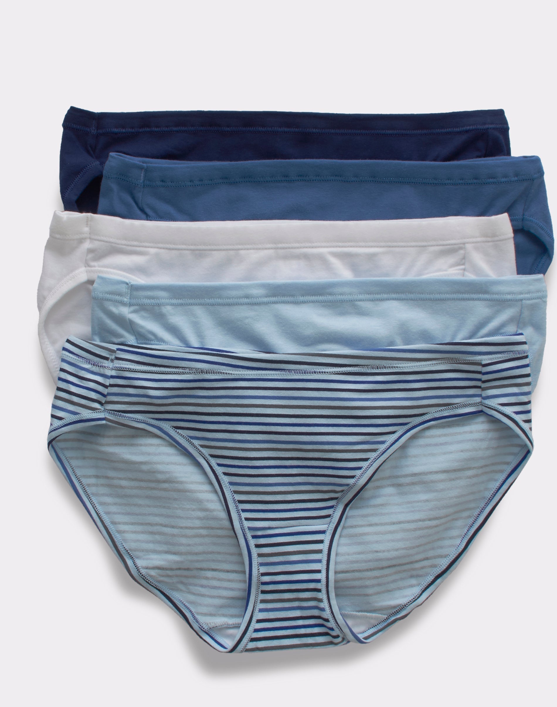Hanes Ultimate ComfortSoft Women's Bikini Underwear, -Pack WhiteBlue Bling HeatherBlue Heritage Stripe PrintMagical Blue C