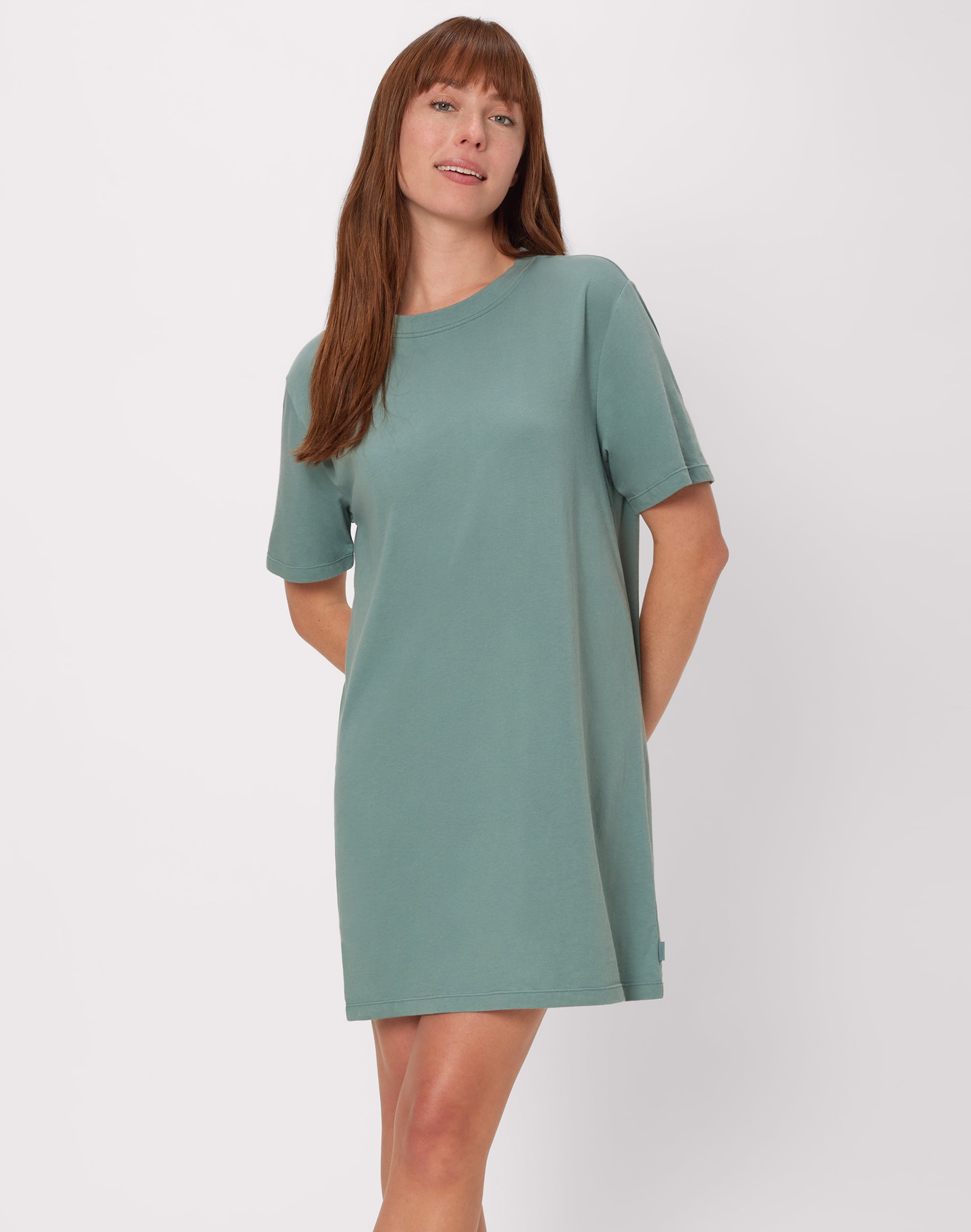 Hanes Originals Women's SuperSoft Shirt Dress Faded Sage Green