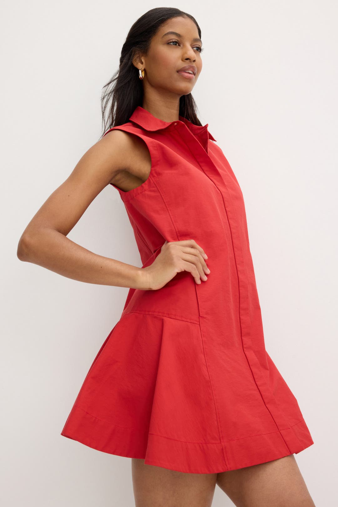 Simkhai Maggy Pleated Mini Dress Red