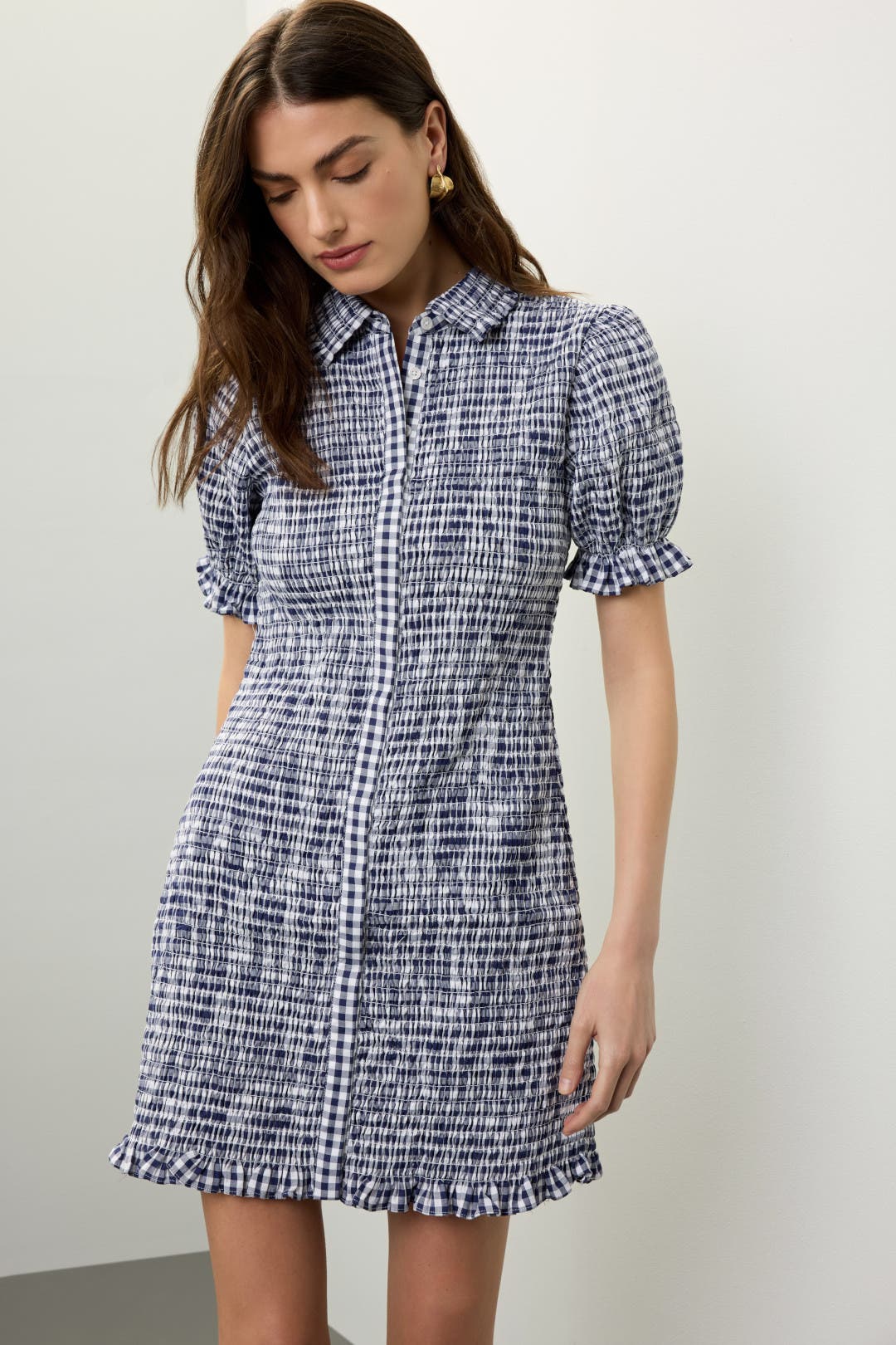 Jason Wu x RTR Gingham Dress Blue-white-print