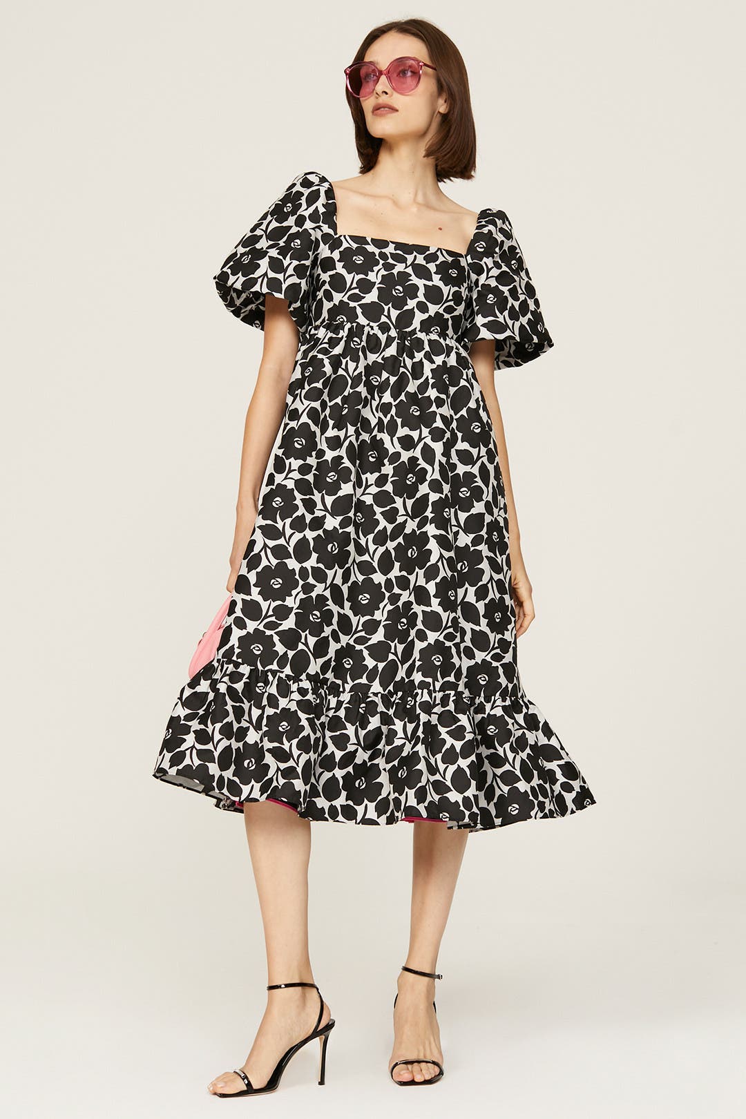 kate spade new york Rosy Garden Midi Dress Black-white-print