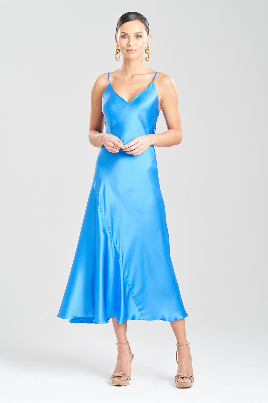 Key Essentials Sheath Flounce Silk Slip Dress
