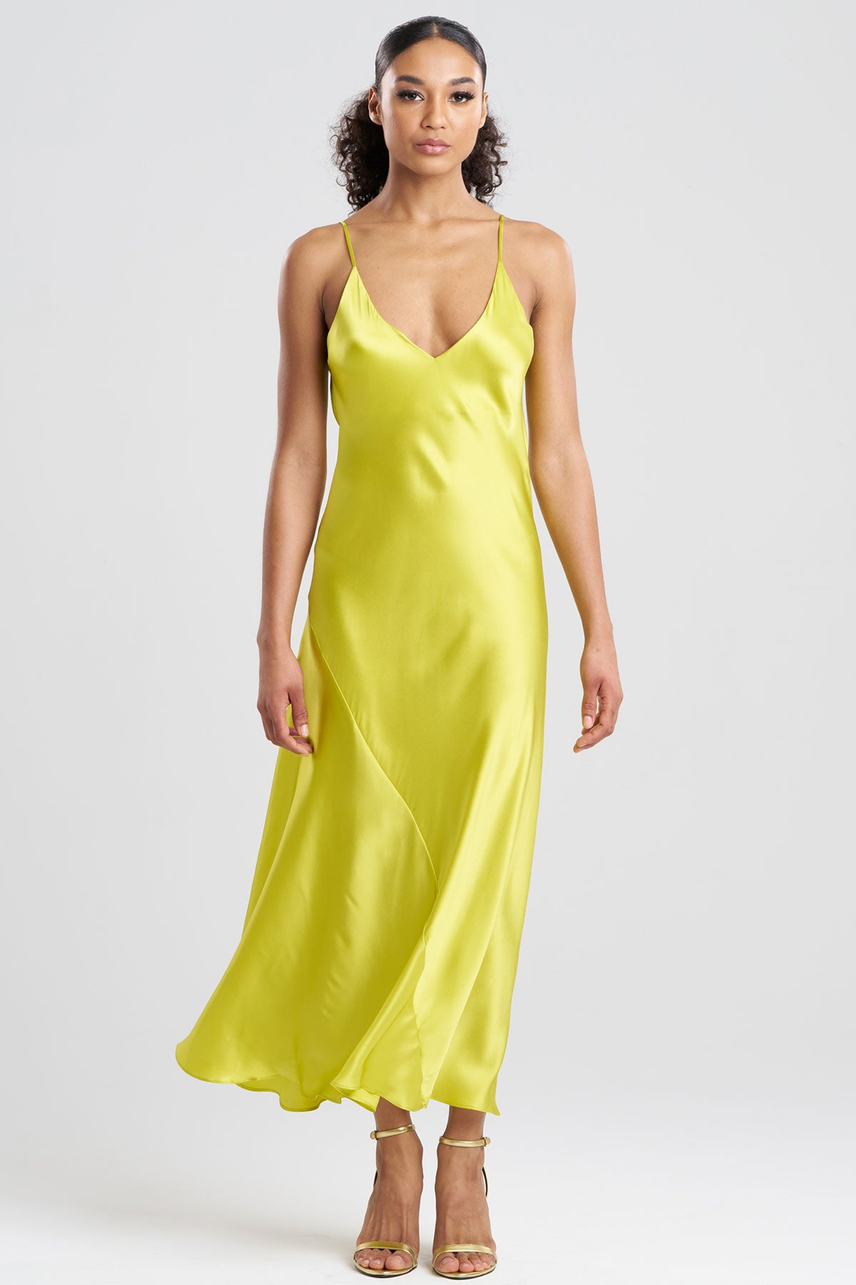 Key Essentials Sheath Flounce Silk Slip Dress