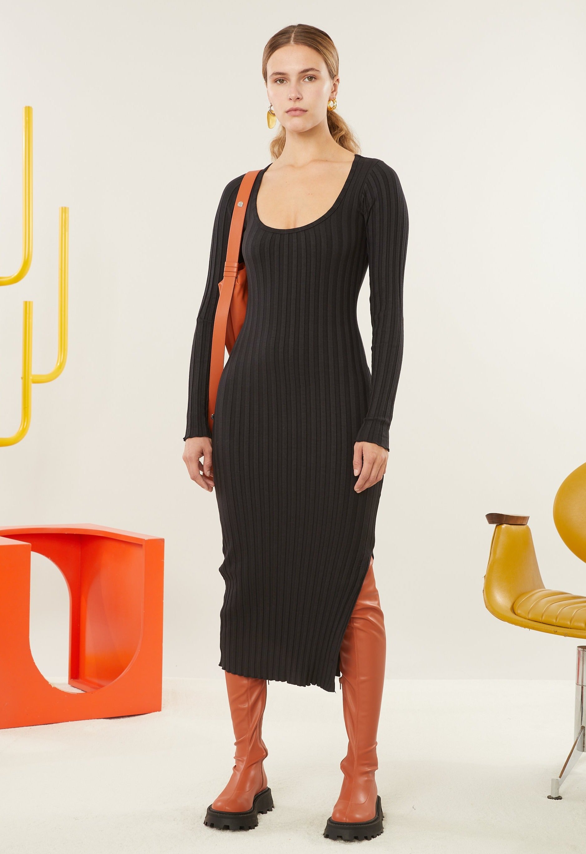 RIB Noah Dress in Black