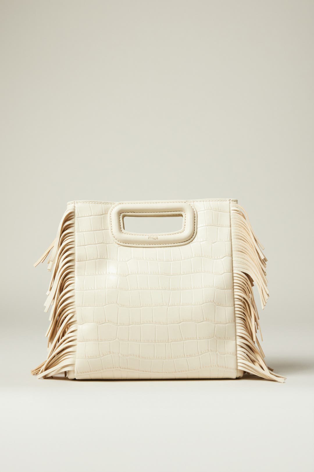 Maje Fringe Clutch Bag Brown