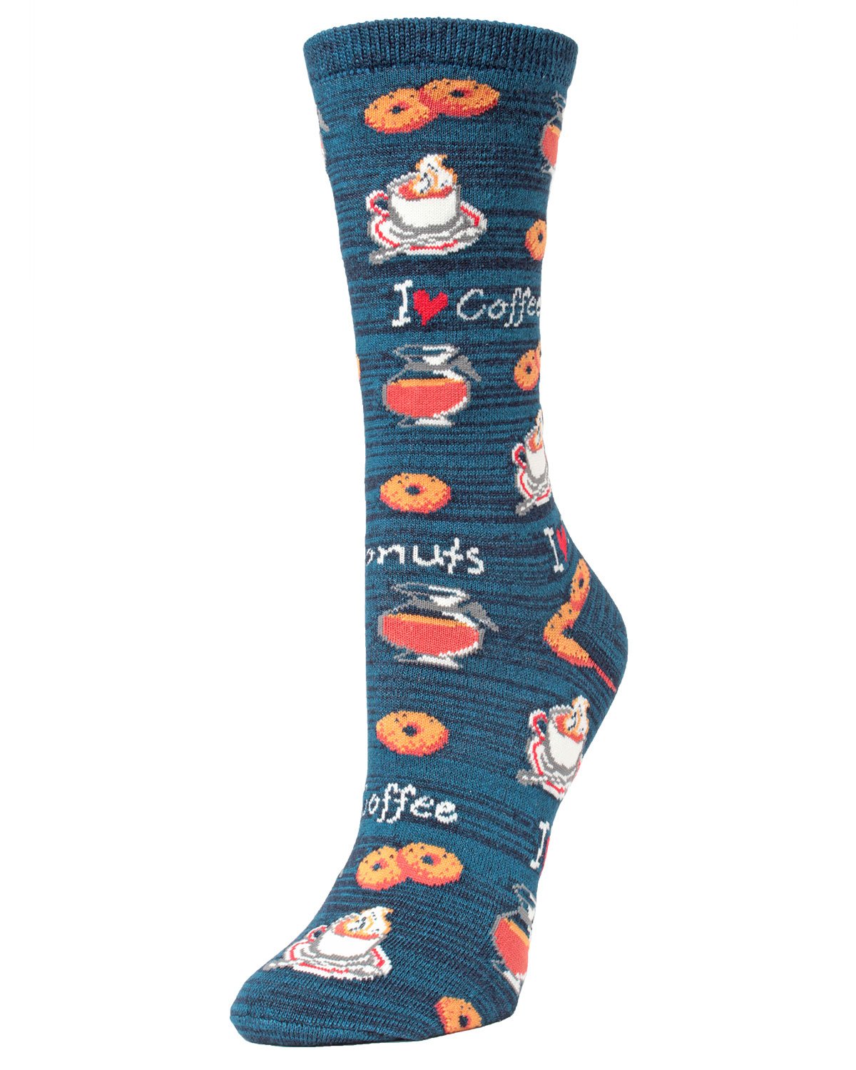 I Love Coffee Bamboo Blend Crew Socks - - Navy Blazer