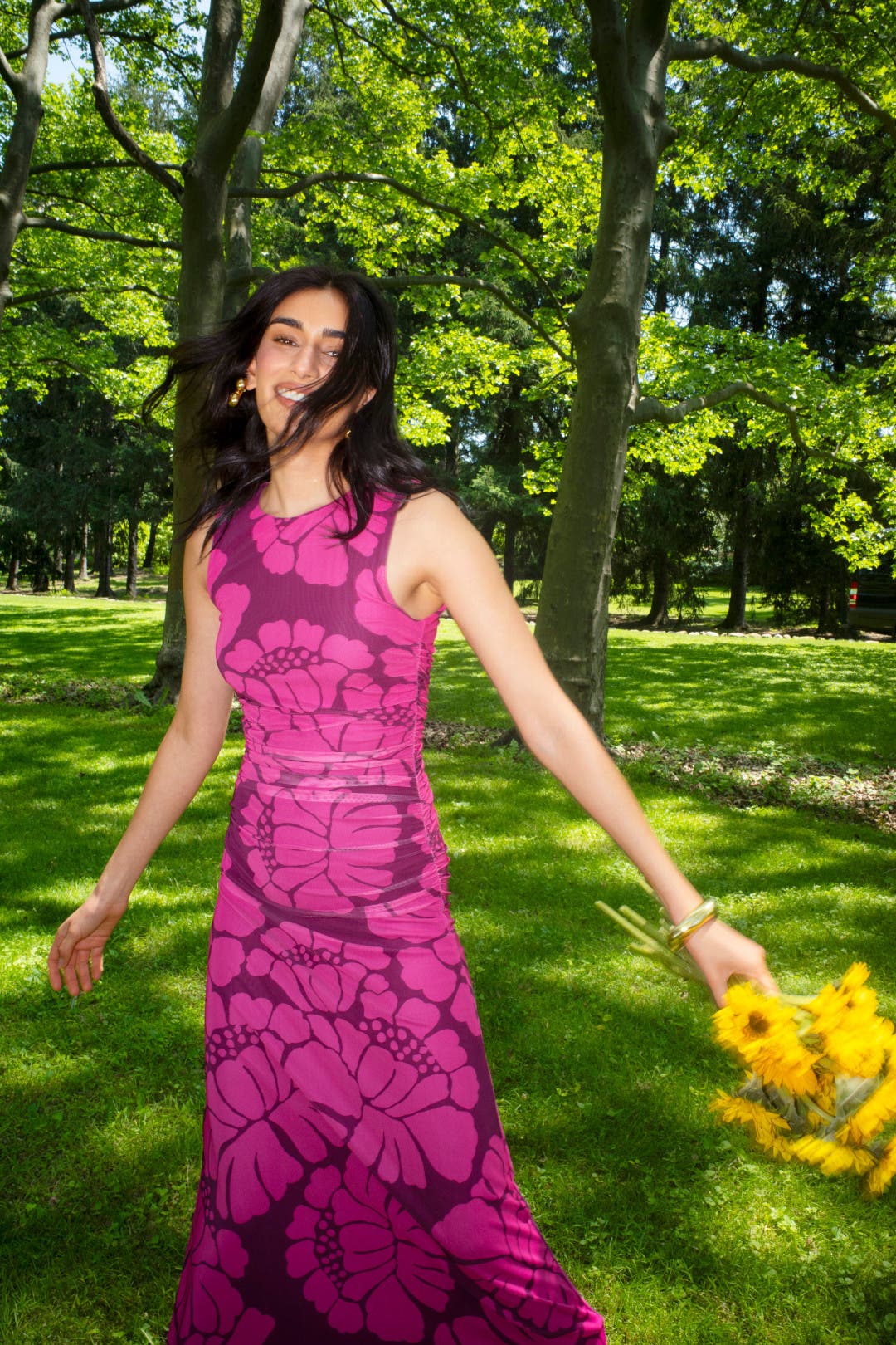 Minkpink Persephone Mesh Midi Dress Pink-purple-print