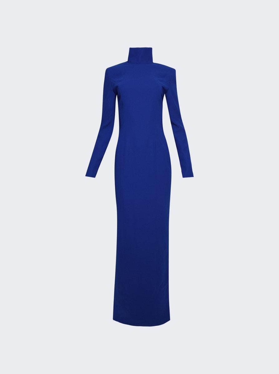 High Neck Backless Dress Blue