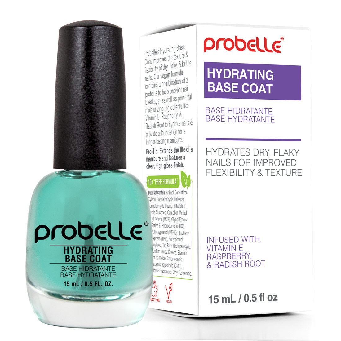 Probelle Hydrating Base Coat for Dry and Brittle Nails, Instant Moisturizer, Nourishes and Soothes Nails, Extends Polish Life, Ideal for Dehydrated