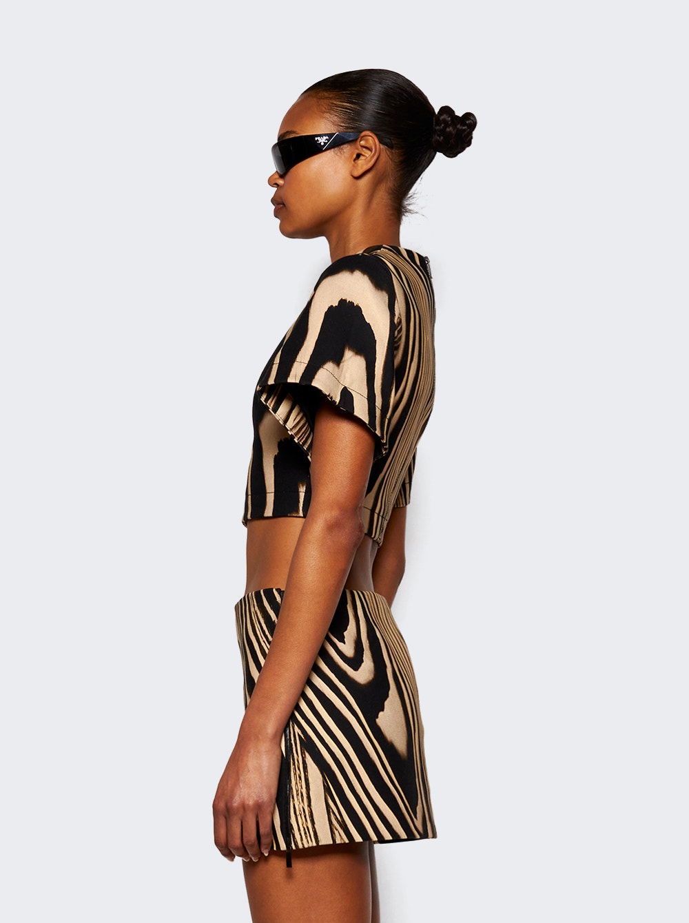 Zebra Print Crop Top Beige And Black
