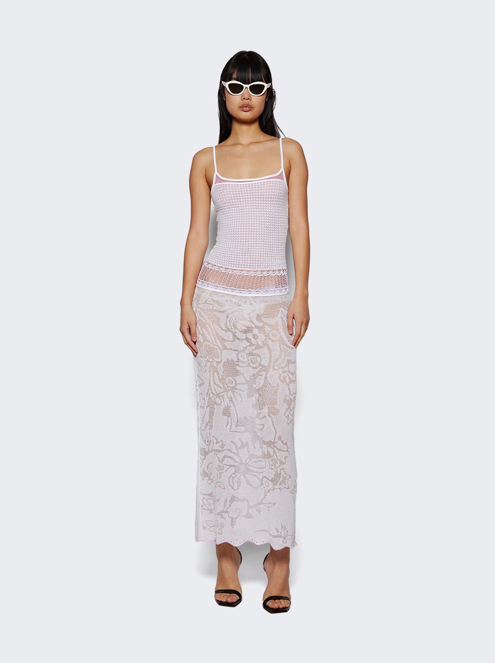 Delicate Dress White And Pink