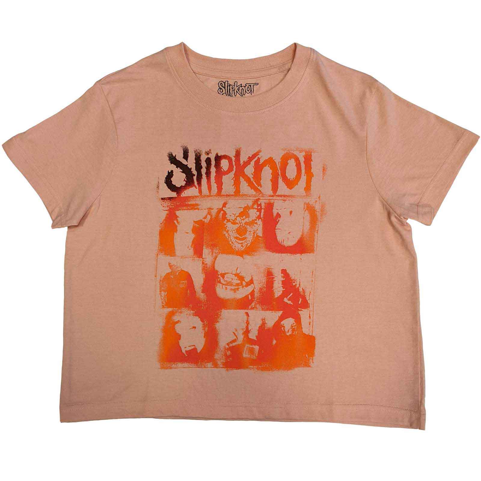 SLIPKNOT - THE END, SO FAR FACES GRID - Crop Top Pink Back Print