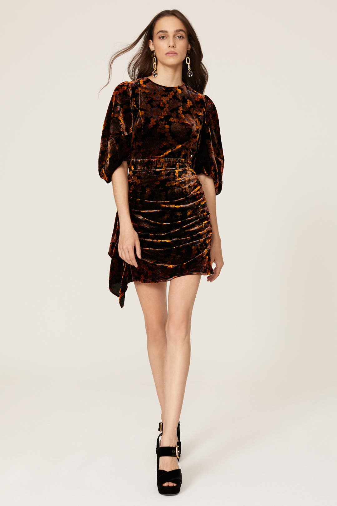 Rhode Pia Velvet Dress Brown-print