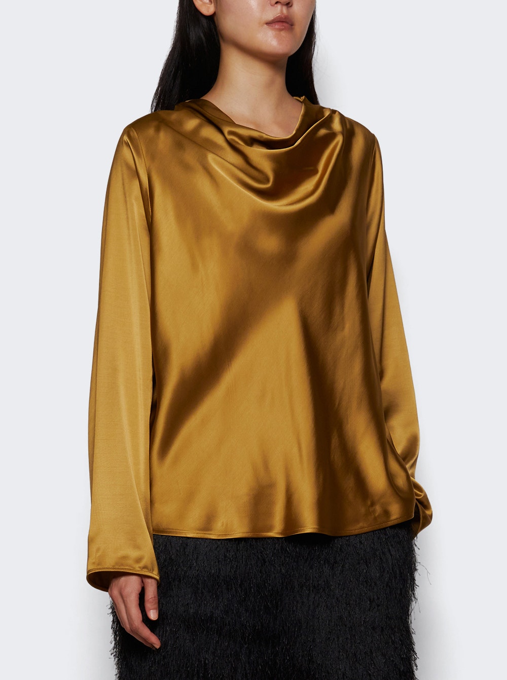 Riddy Draped Collar Blouse Ocher