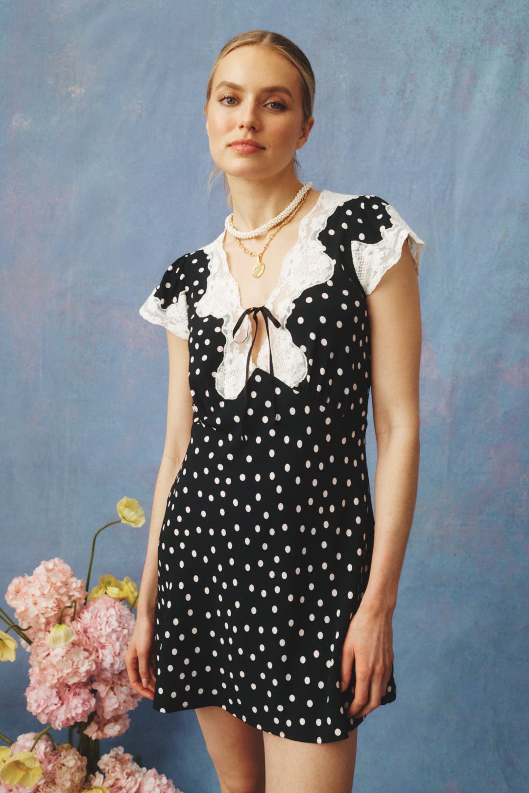 Rixo x RTR Cely Mini Dress Black-white-print