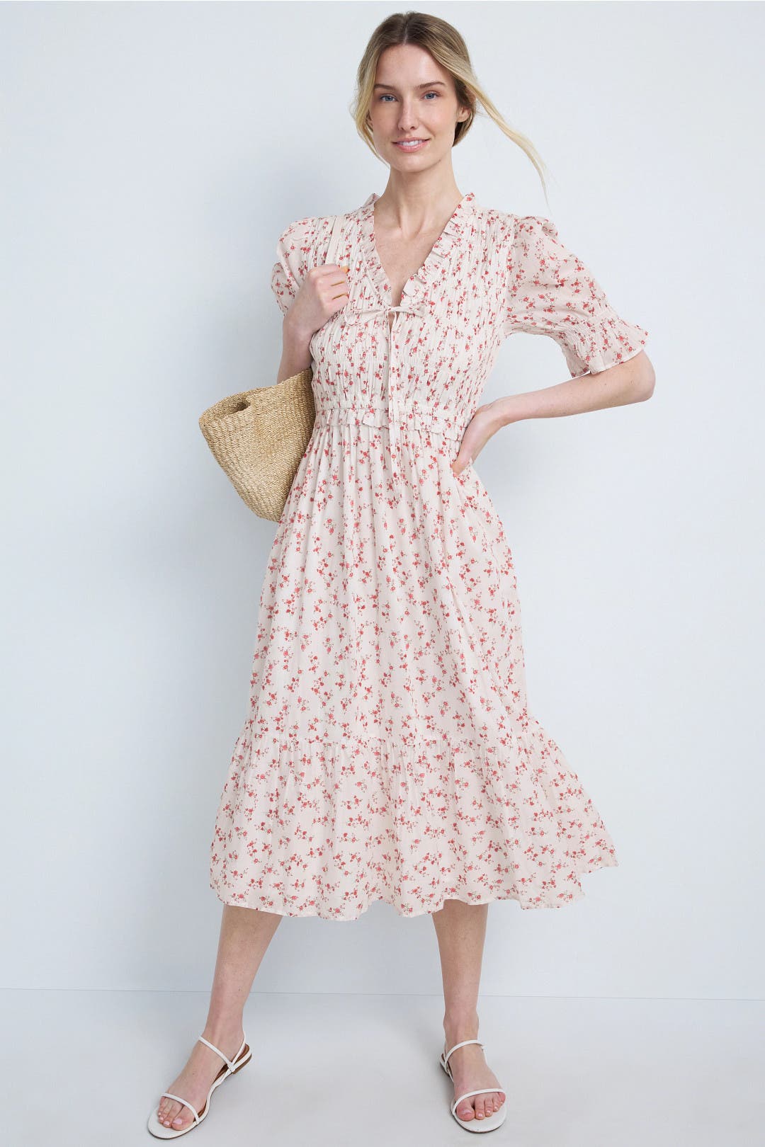 Rails Sonica Floral Maxi Dress With Bows White-pink-print