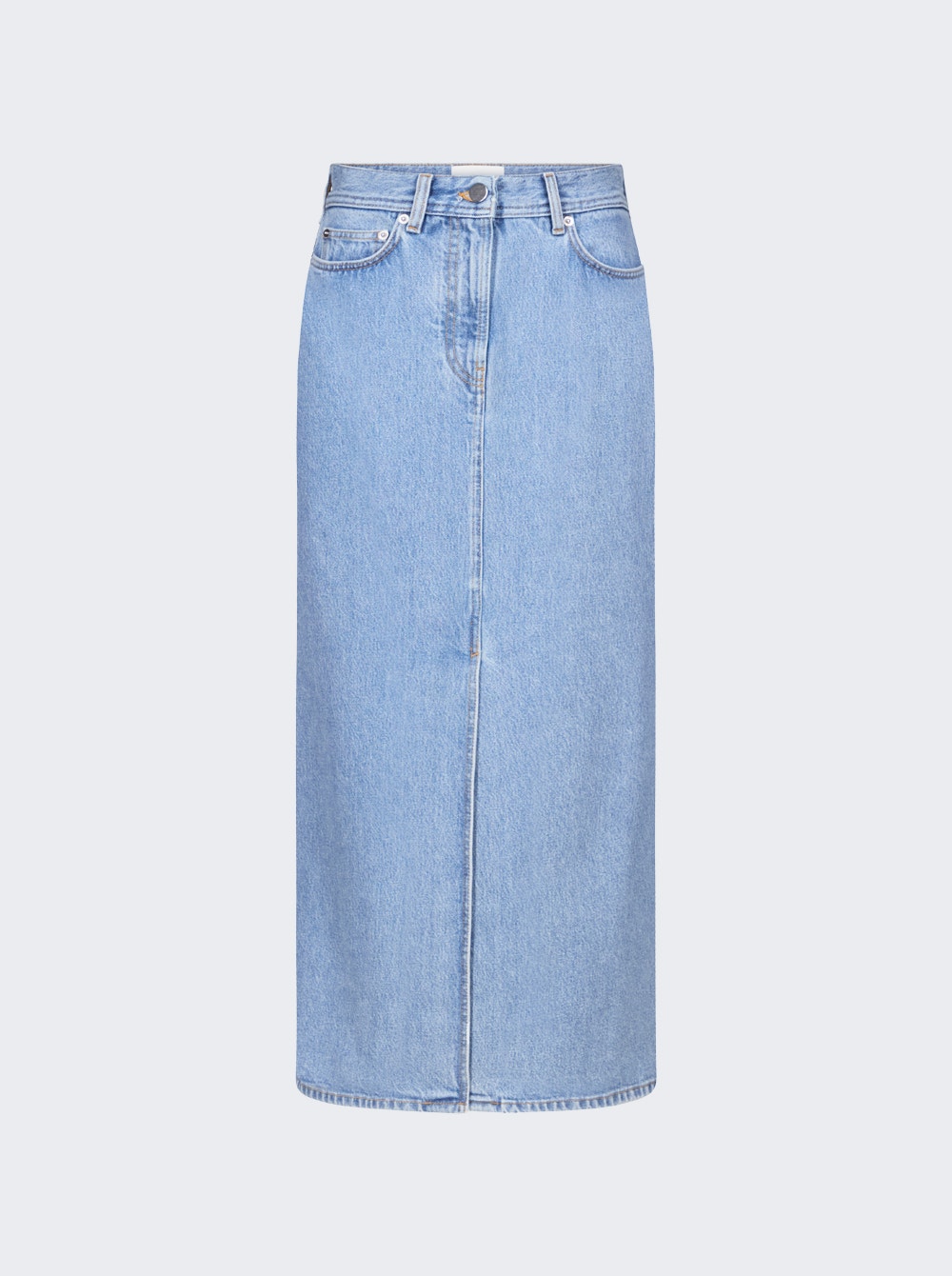 Rona Lds Denim Midi Skirt Washed Light Blue