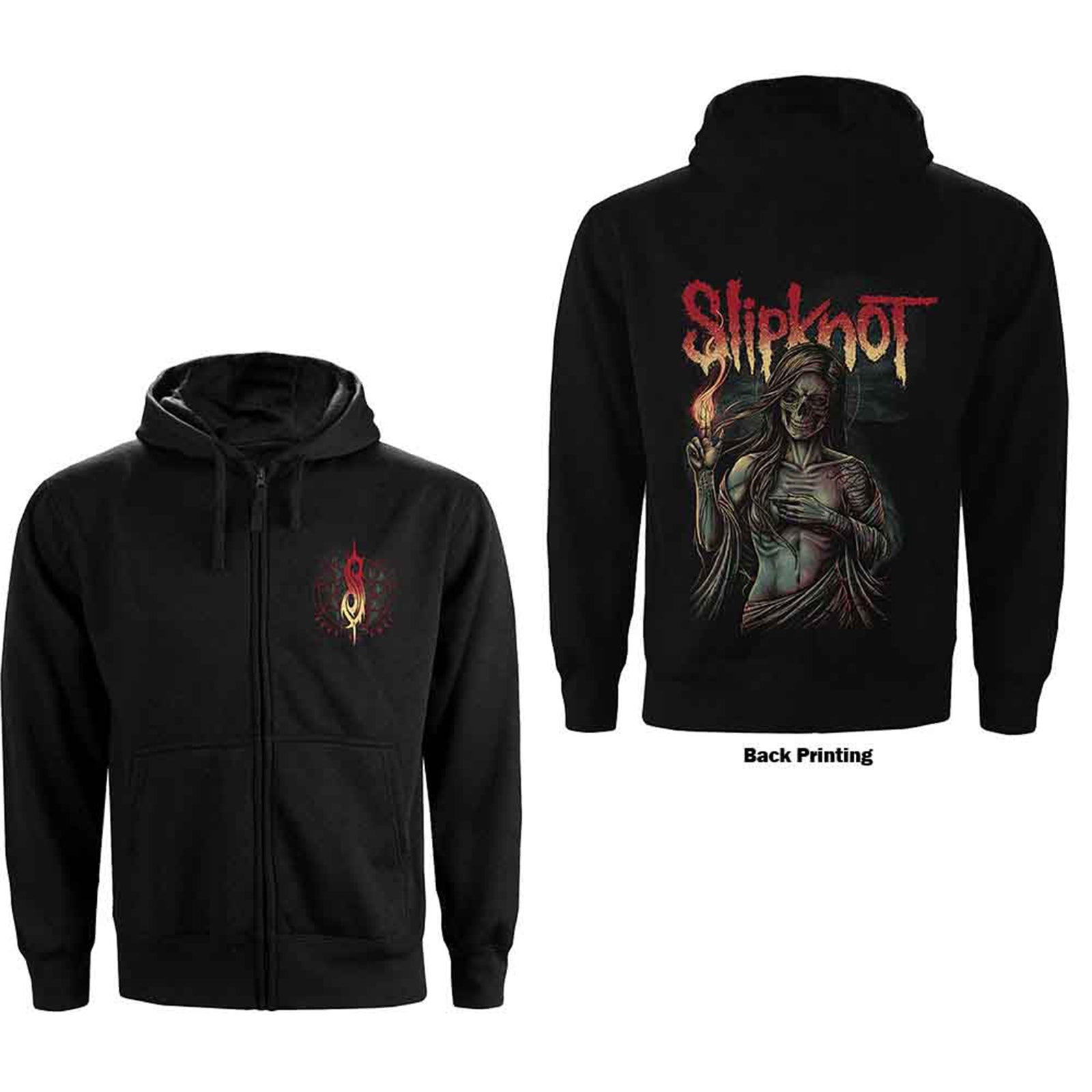 SLIPKNOT - BURN ME AWAY - Zipped Hoodie Black Back Print
