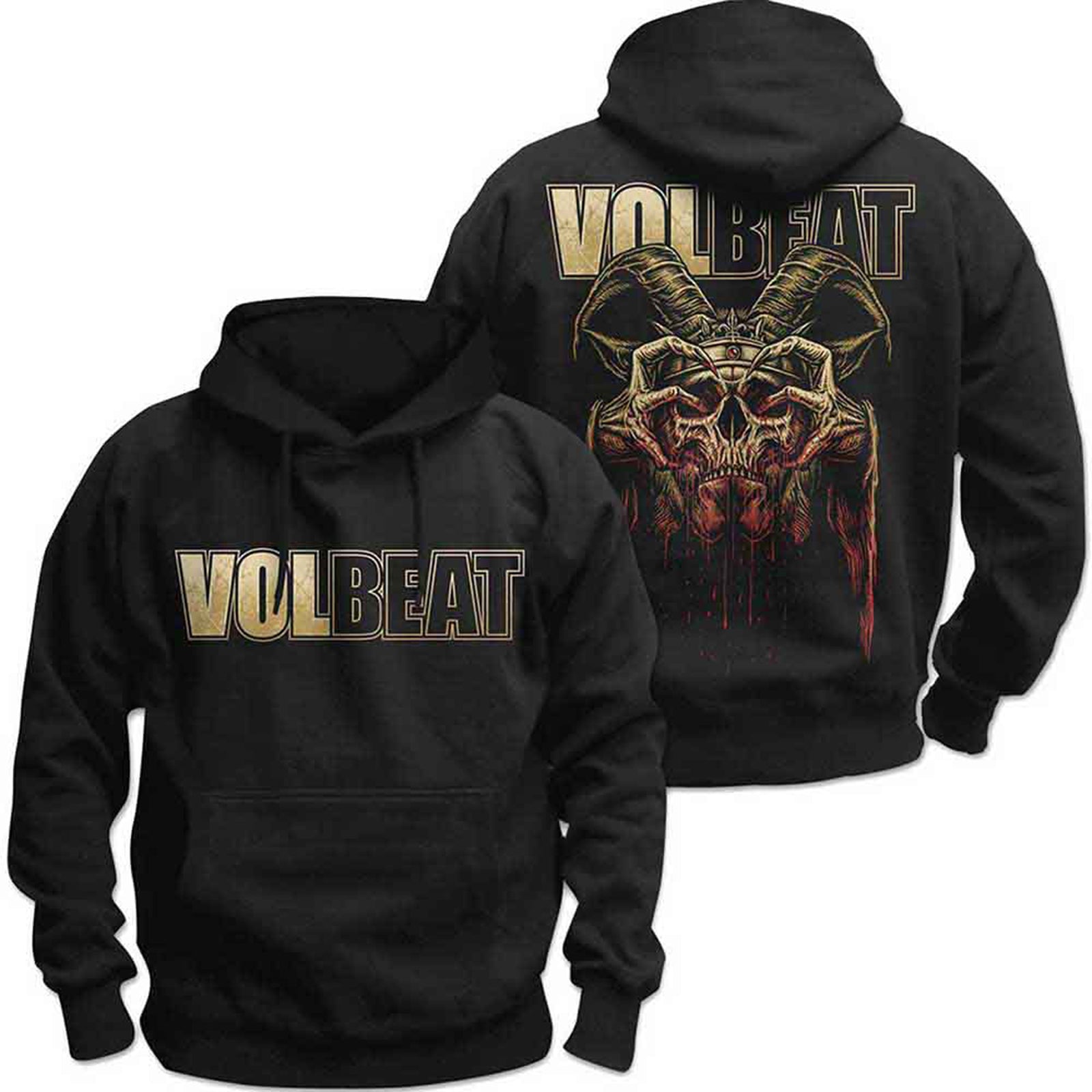 VOLBEAT - BLEEDING CROWN SKULL - Pullover Hoodie Black Back Print
