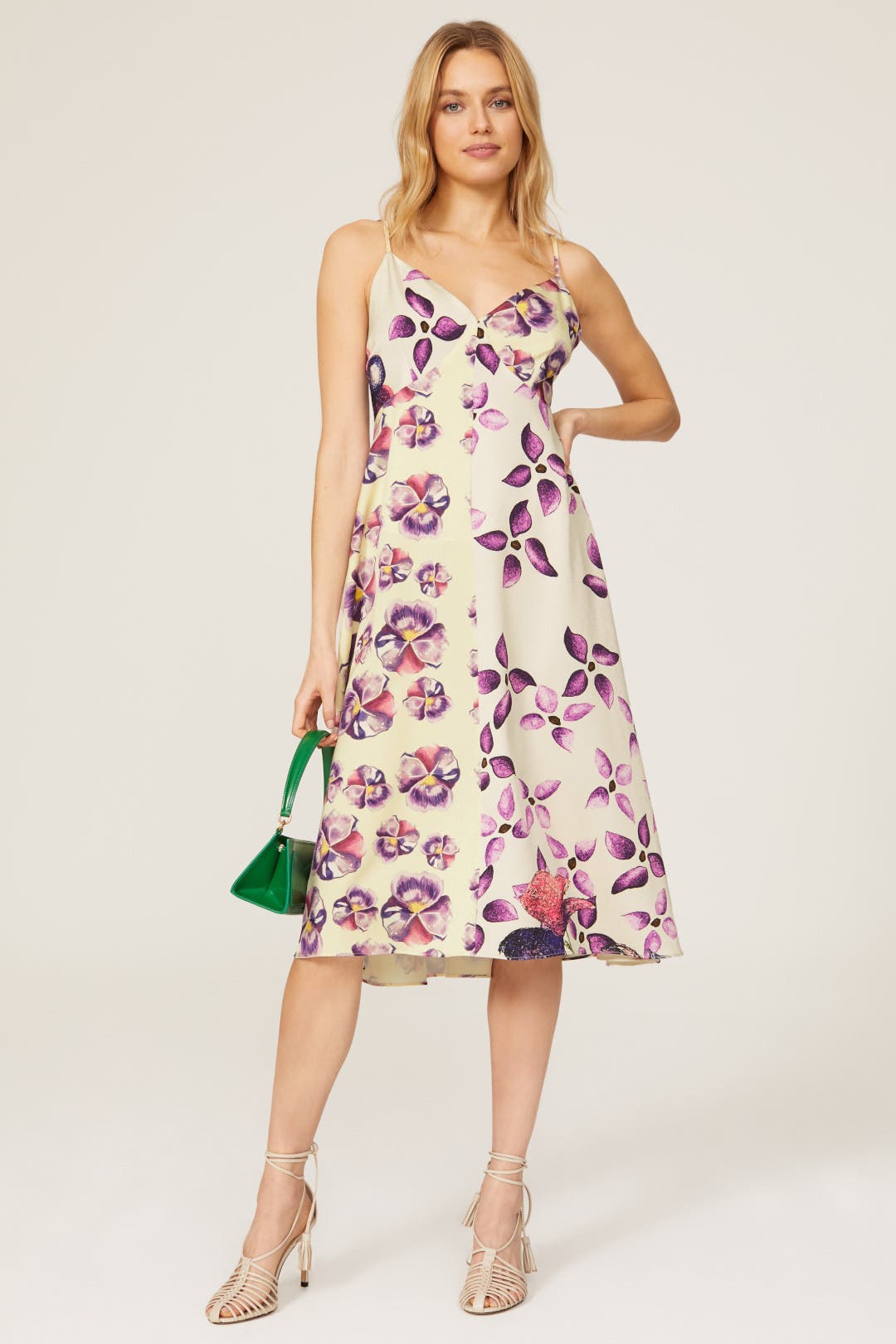 Samantha Sipos Floral Bias Slip Dress Multicolored-cream-print