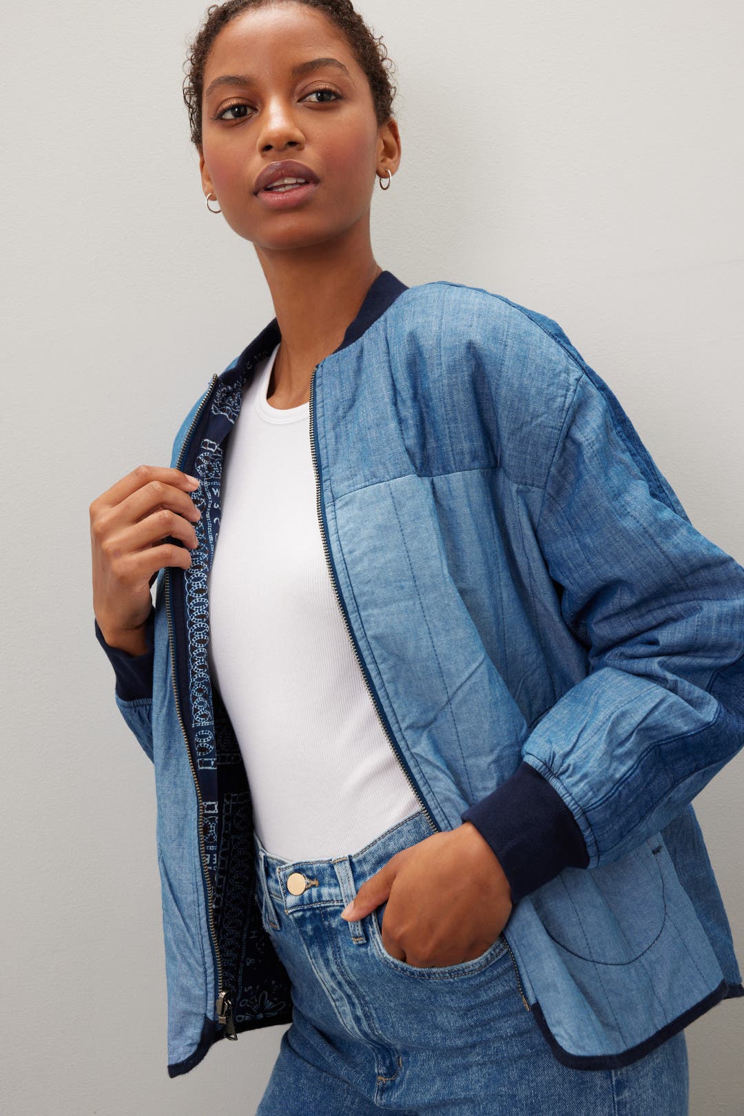 Scotch & Soda Reversible Bomber Jacket Blue-print