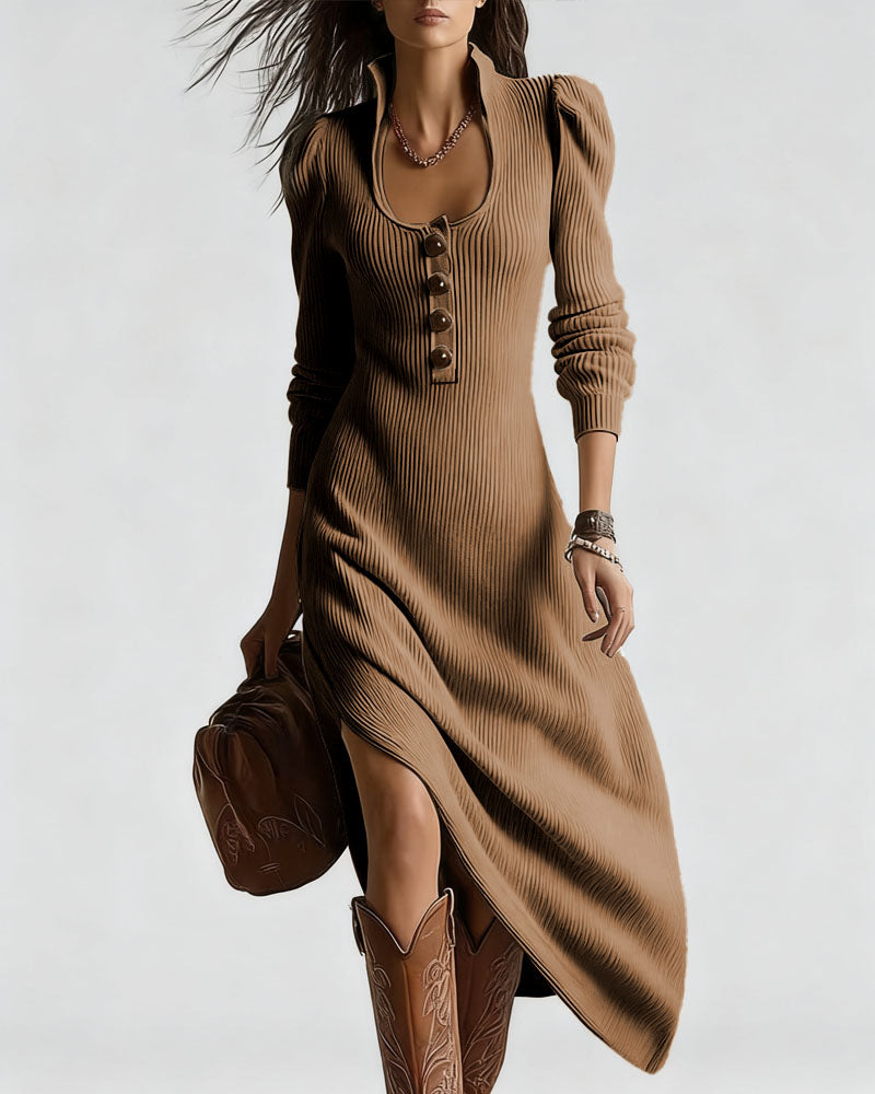 Zeagoo Women's Boho Asymmetric Cut Ribbed Knit Dress