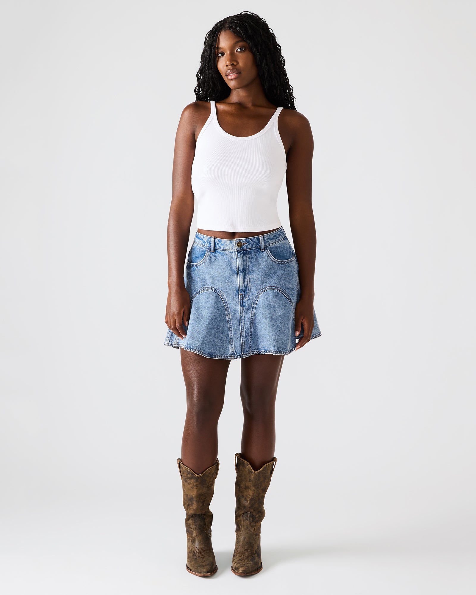 Steve Madden Women's Melany Denim Skirt Bottoms - Forever Blue - Size