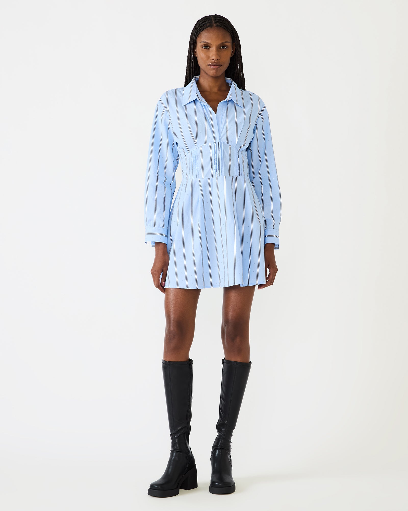 Steve Madden Women's Ariany Dress Long Sleeve Dresses - Estate Blue - Size