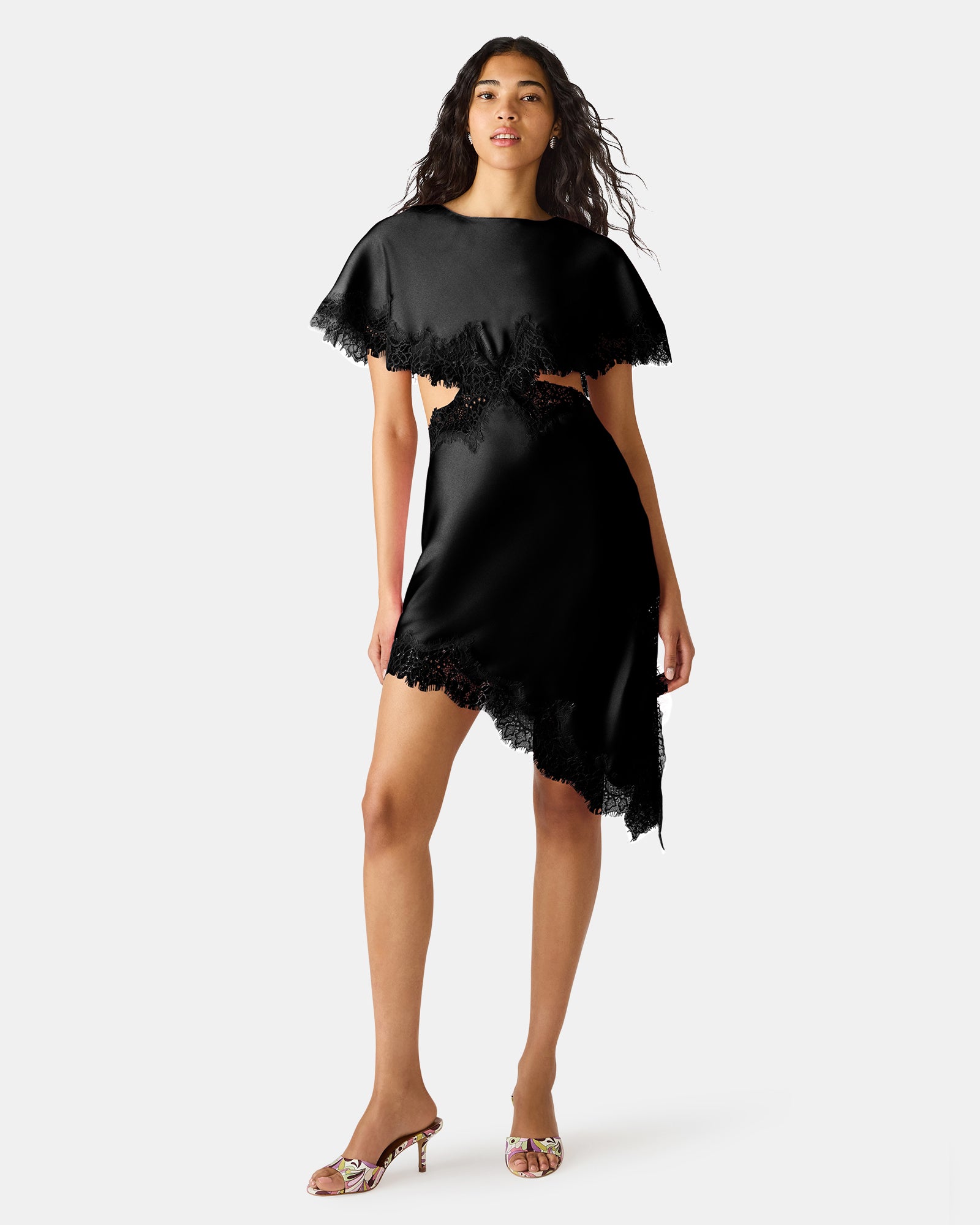 Steve Madden Women's Mayci Dress Short Sleeve Dresses - Black - Size - PolyesterNylonSatin